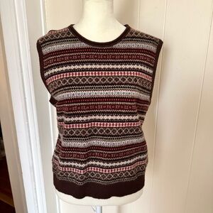 Vintage Ralph Lauren 100% Lambswool Fair Isle Sweater Vest | Petite Large